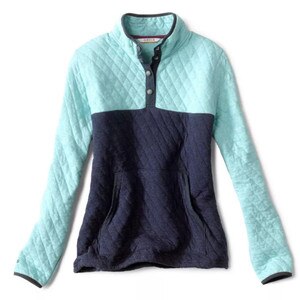 Orvis Outdoor Quilted Snap Sweatshirt Women's in Navy and Nordic Blue